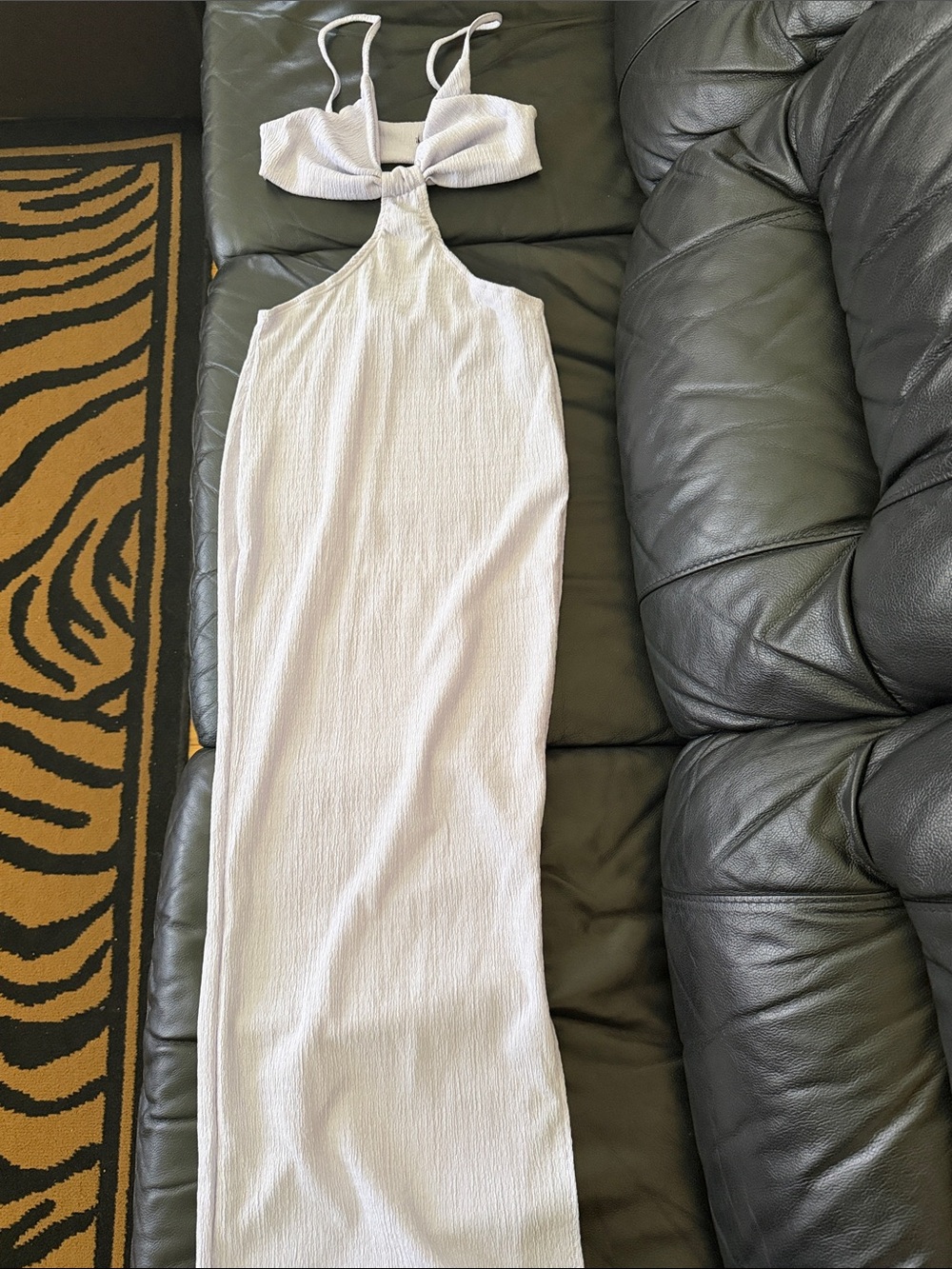 White Textured Cutout Maxi Dress
